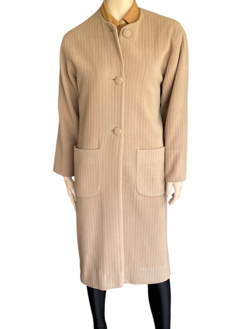 Sunny Choi Wool and Angora Overcoat Sand Beige Oversized Small VTG Canadian